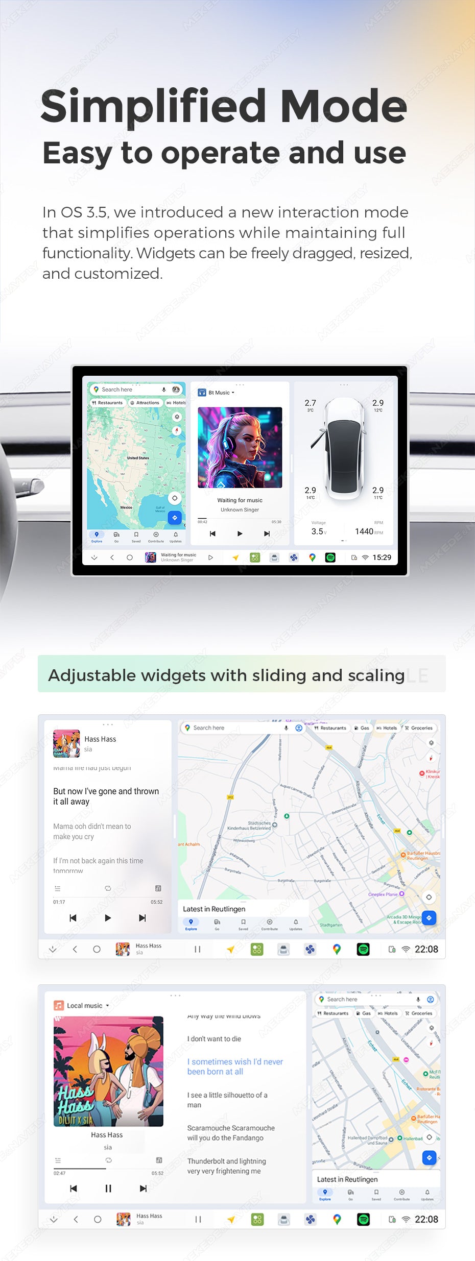 MEKEDE DUDU7 - Android Head Unit - 2k Screen Sat Nav Wireless Phone Connect Digidash Synchronised