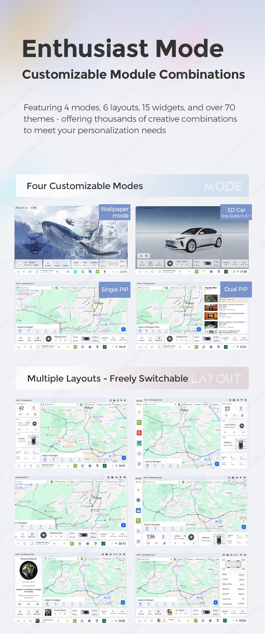 MEKEDE DUDU7 - Android Head Unit - 2k Screen Sat Nav Wireless Phone Connect Digidash Synchronised