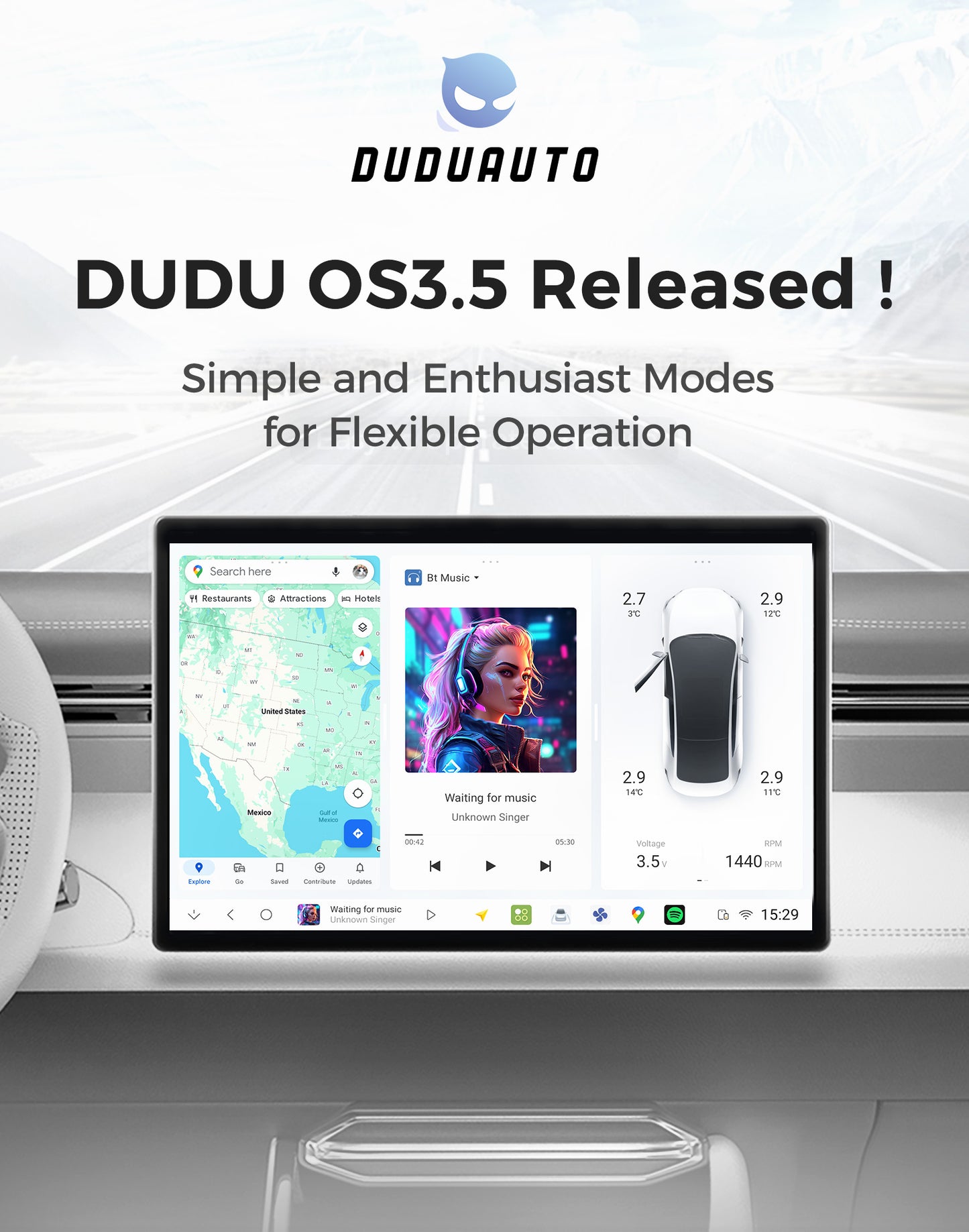 MEKEDE DUDU7 - Android Head Unit - 2k Screen Sat Nav Wireless Phone Connect Digidash Synchronised