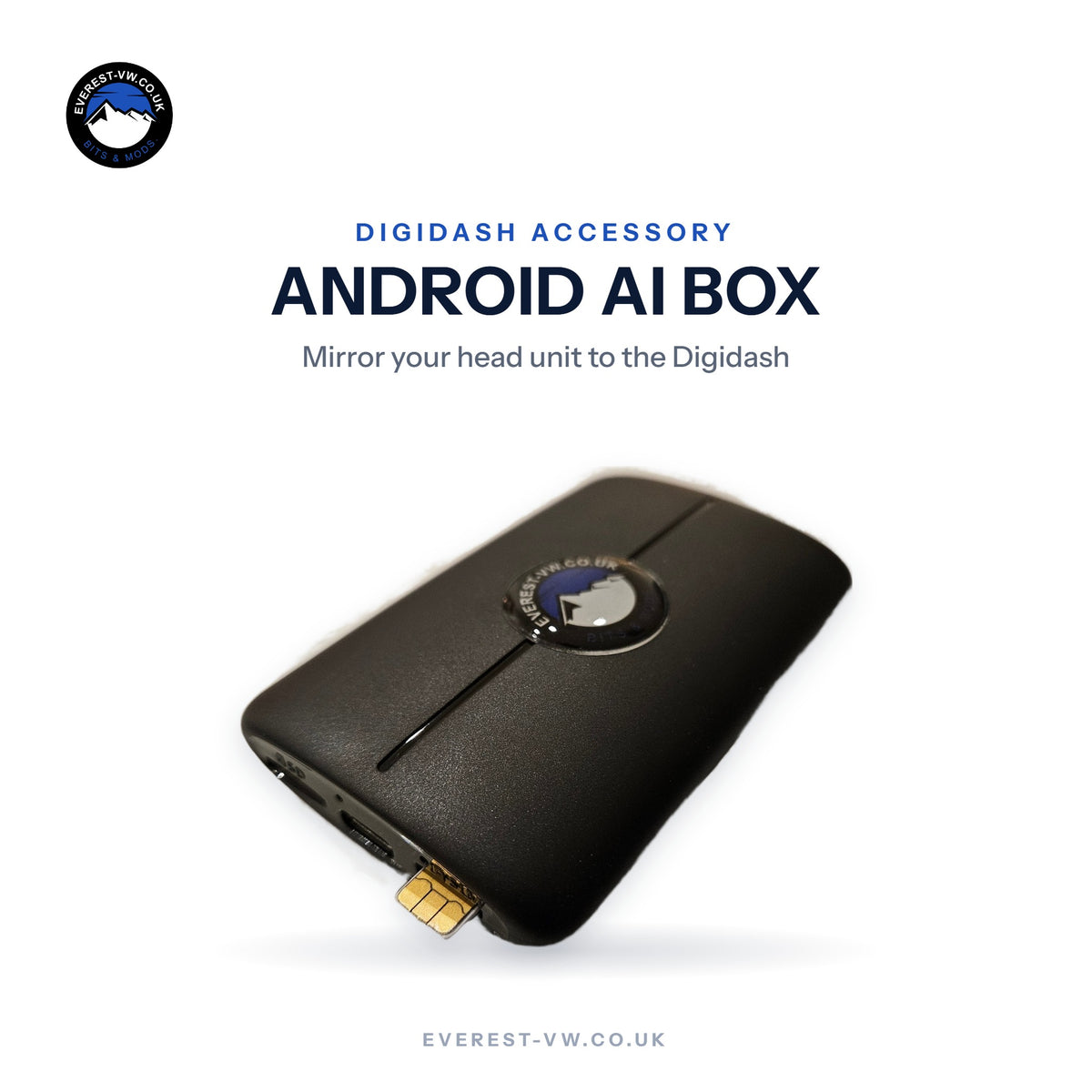 Everest VW Android AI Box, mirrors your head unit to the Digidash