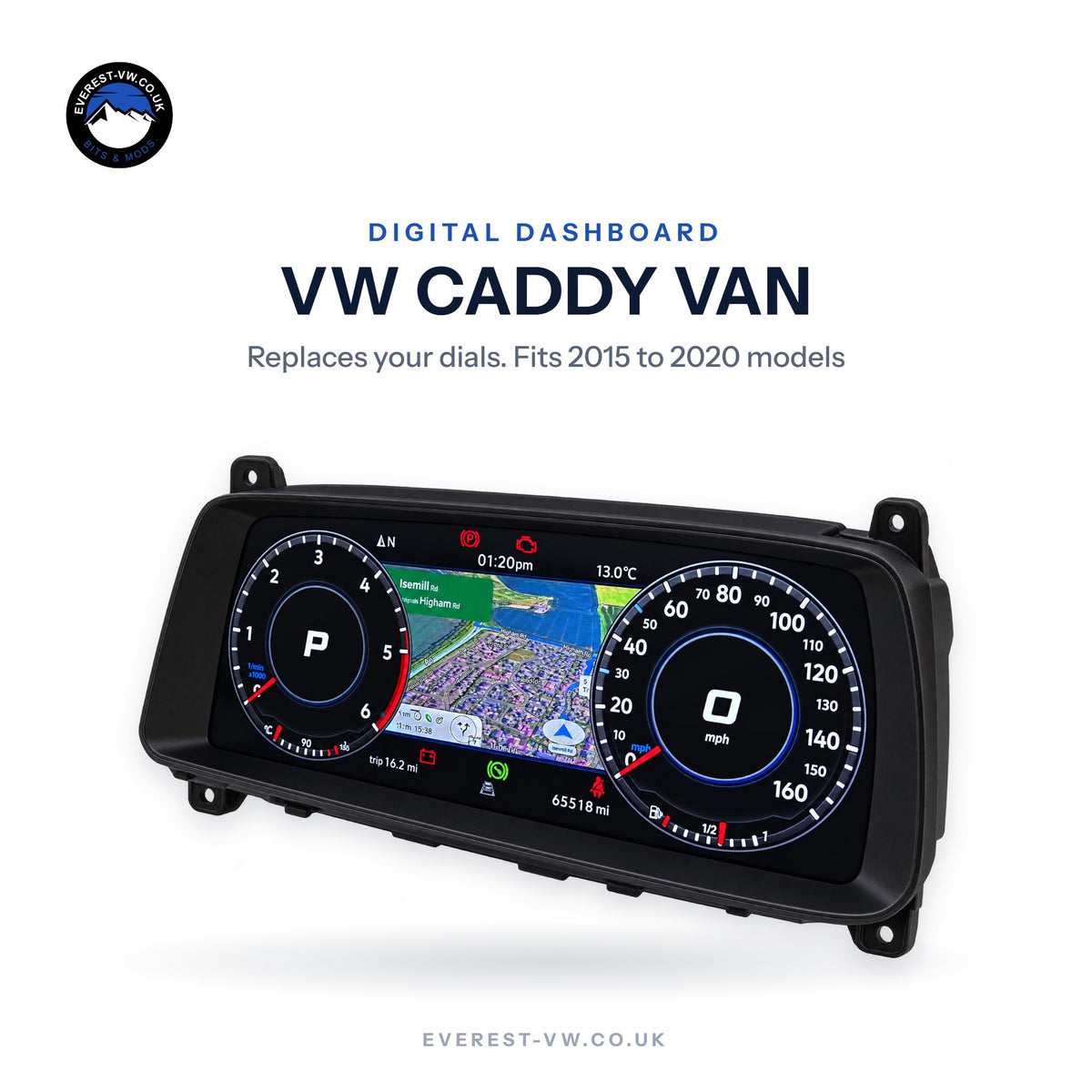 VW Caddy 2015 to 2020 digital dashboard upgrade by Everest VW
