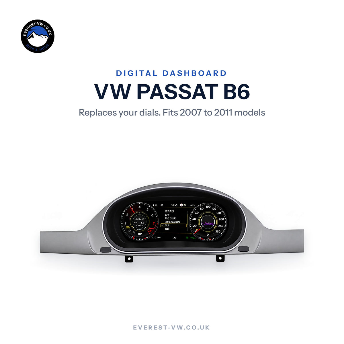 VW Passat B6 digital dashboard upgrade by Everest VW