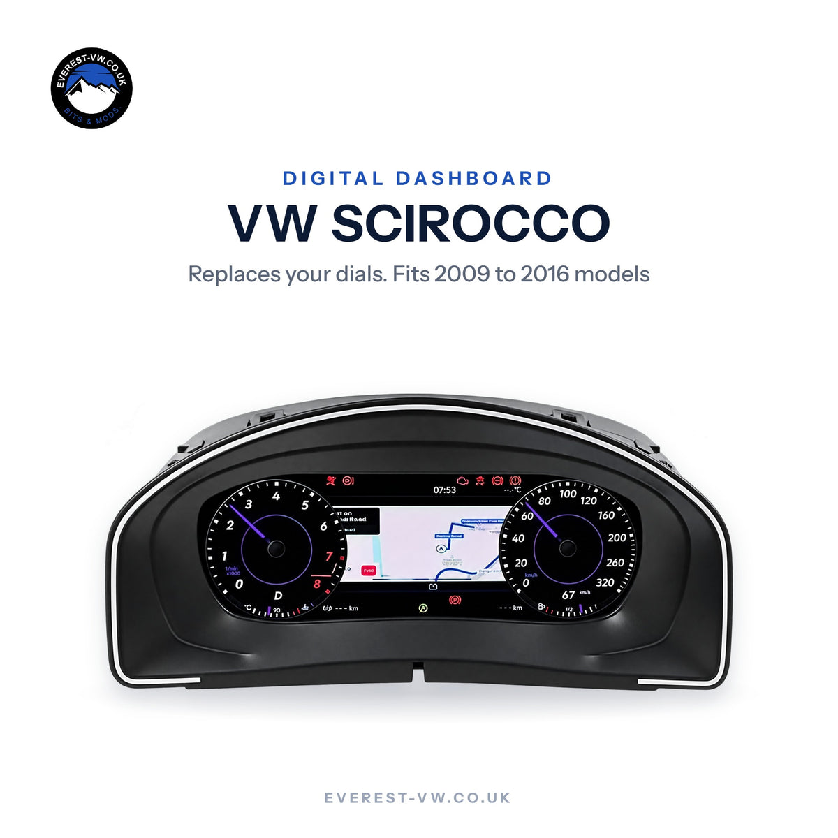 VW Scirocco digital dashboard upgrade by Everest VW