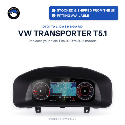 Digital dashboard for VW Transporter T5.1 2010 to 2015