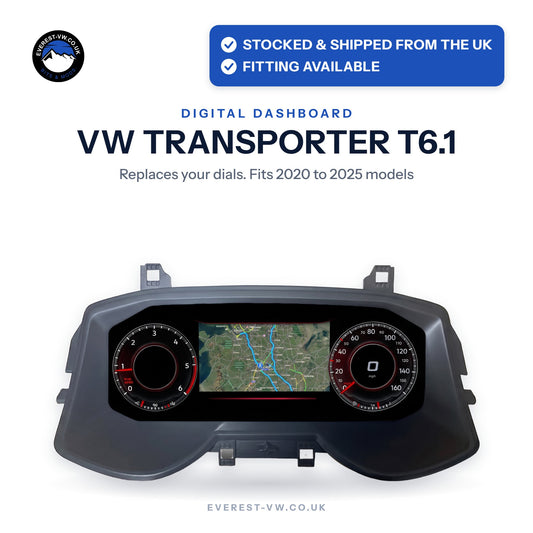 Digital dashboard for VW Transporter T6.1 2020 to 2025